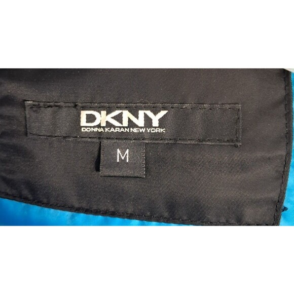 DKNY Womens Goose Down Sleeveless Jacket Waistcoat Vest Blue Black Medium - Picture 11 of 11